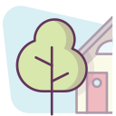 Icono de una casa con jardín